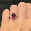Anillo de plata Huajie para mujer, anillo de mariposa simulada de corindón rojo, nuevo producto transfronterizo más vendido, venta directa de fábrica de joyería