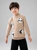Suéter 100% Lana para Niños y Niñas, Suéter de Lana Engrosado con Jacquard de Panda, Suéter de Punto Básico para Niños Talla Mediana y Grande Estilo Nuevo