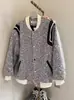 Chaqueta de Moda Estilo Chanel para Hombres y Mujeres, Chaqueta de Béisbol Tejida Bordada de Lunares de Primavera, Estilo Pareja, Top Estilo Relajado