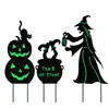 Estaca de Metal Fluorescente para Jardín de Halloween, Señal Luminosa al Aire Libre con Silueta de Bruja, Adorno de Decoración de Jardín, Exclusivamente para Ventas Transfronterizas