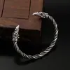 Europeo y Americano Más Vendido Retro Vikingo Cabeza de Cuervo Pulsera Abierta Ajustable para Hombre Punk Fiesta Punk Hip-Hop Mayoreo