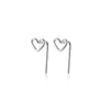Pendientes de gancho para oreja con forma de corazón de línea fina de plata pura S999 Nalan para estudiantes y damas Pendientes sencillos G6463