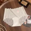 Pantaletas sexys de encaje ultrafinas 10A sin costuras para mujer, entrepierna extendida, transpirables, de cintura media, estilo deseo puro, calzones para mujer