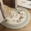 Felpudo de Entrada Estilo Americano con Bucles de Seda, Cortable Libremente, Felpudo de Entrada Estilo Europeo, Alfombra Exterior Semicircular