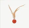 Pelota de goma con plumas rebotadora para entretener gatos, juguete para mascotas duradero y resistente a la masticación, una pelota para lanzar que ayuda a los gatos a entretenerse y aliviar el aburrimiento