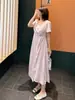 Vestido Inno Talla Grande Cuello Cuadrado Modificado Fresco y Suave Verano 2026 Nuevo Vestido de Longitud Media con Estampado de Satén 265192