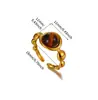Anillo de Acero Inoxidable con Piedra Ojo de Tigre Europeo y Americano, Joyería de Piedra Ámbar de Alta Gama de Nicho, Accesorios de Acero de Titanio para Mujer, Anillo Transfronterizo
