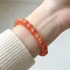 Pulsera de Ágata Corazón Azúcar Natural, Cuentas Redondas Multicolor, Pulsera de Lujo Ligero, Nicho, Bucle Único, Pulsera Colorida, Venta al por Mayor