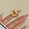 Anillo Ajustable Estilo Tweed Flor Abierta Chapado en Metal Oro Real Anillo Retro de Gama Alta Oro Mate Plata para Mujer
