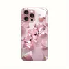 Adecuado para iPhone 17 Rosa Niebla Corazón de Cristal Pintura Metálica Funda de Teléfono Cobertura Completa 13 Agujeros Finos 16/15/14 Vidrio