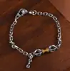 Rey Ciervo Dorado Plata S925 Personalidad Vintage Vajra Maza Cadena de Doble Extremo 3mm 4mm Pulsera Collar Cadena Única de Moda Joyería de Plata