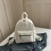 Nova Moda Simples Cor Sólida Alta Aparência Grande Capacidade Mochila Pequena Feminina Casual Versátil Uso Diário Bolsa de Ombro Dupla