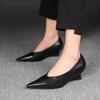 Zapatos de tacón de cuña estilo europeo y americano para mujer, Zapatos de moda sin cordones, Zapatos de tacón alto con estampado de serpiente de talla grande transfronterizos, Zapatos de cuero a la moda