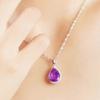 Colar com pingente imitação de ametista natural em formato de gota anjo lágrimas diamante roxo corrente curta para clavícula feminina atacado