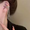 Pendientes de clip para la oreja con borlas y lazo de diamantes Super Flash, diseño de moda, estilo frío