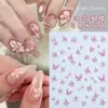 Pegatina para Uñas Artísticas Flor de Hielo Mariposa Shell Estéreo en Relieve 2025 Nuevo Blanco Puro Rosa Flor Pequeña Pegatina de Uña Portátil