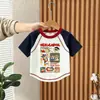 Ropa Nueva de Verano para Niños y Niñas, Camisetas de Manga Corta Bloque de Color 100% Algodón Estilo Coreano, Estampados de Dibujos Animados para Niños, Camisetas Versátiles Casuales de Verano de Moda
