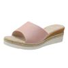 Zapatillas de cuña de gran tamaño para mujer, de comercio exterior, novedad de verano 2023, con punta abierta, suela gruesa de paja, zapatillas transfronterizas de gran tamaño.