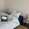 Ins estilo nórdico color blocking simples algodão puro lavável a seco algodão conjunto de quatro peças capa de edredom 100% algodão lençol de cama roupa de cama para dormitório