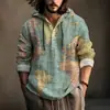 Camisa de Manga Longa Masculina de Verão Nova, Estilo Y2 Europeu e Americano, com Estampa 3D, com Capuz de Abertura Frontal, Venda Direta do Fabricante