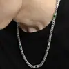 Cadena Cubana de Moda con Circonita Cuadrada y Patrón de Hierba Tang, Cadena Estilo Hip-Hop Americano, Día de San Valentín, Venta Directa del Fabricante