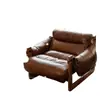 Sillón Individual Silla Jersey Sala de Estar Estilo Mid-Century Sillón de Cuero Silla de Ocio Silla Perezosa Madera Maciza Retro Sillón de Salón