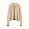 Exquisito Cuello Cuadrado Tejido a Mano, Suave Elegante, Top Corto con Solapa, Cárdigan de Punto de Cachemir para Mujer, Delgado Estilo Nuevo