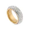 Anillo de Acero de Titanio con Diamantes de Cinco Filas Transfronterizo Europeo y Americano, Sensación de Nicho de Gama Alta, Anillos de Pareja Cerrados, Joyería para Manos al por Mayor