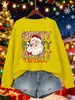 Navidad Merry Christmas Patrón de Santa Claus Streetwear Sudadera Casual de Cuello Redondo para Mujer Otoño Holgada Pulóver