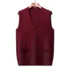 Colete Cardigan de Lã Outono e Inverno para Homens de Meia-Idade e Idosos, Suéter Tricotado Engrossado de Costas Abertas, Colete de Lã Masculino