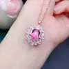 Transmisión en Vivo de Tiktok Joyería de Moda Estilo Europeo y Americano Colgante de Topacio Rosa Natural Tesoro de Color Plata de Ley Topacio Incrustado