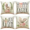 Venta Caliente de Pascua Funda de Almohada de Conejo Nórdico Oficina Sofá Funda de Cojín de Lino Transfronterizo Decoración del Hogar Modelo Nuevo