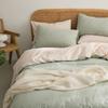 Conjunto de Quatro Peças 100% Algodão Cor Sólida Fresca Algodão Lavado Macio Lençol de Cama Capa de Edredom Fronha Conjunto de Três Peças Individual para Dormitório