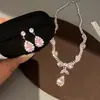 Gota de Agua de Cristal Diamante Circonita Colgante de Collar de Gota de Agua Cadena de Clavícula Simple y de Moda Joyería Exquisita de Alta Gama para Mujeres