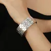 Pulsera con Cierre de Zirconia 5A para Rostro Ancho de Moda Europea y Americana, Set con Personalidad Exagerada, Joyería de Acero Inoxidable con Patrón de Panal