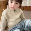 Suéter de Tricô para Bebês e Crianças Pequenas Outono Novo Estilo Gola Lapela Infantil Macio Fofo de Lã Suéter Versátil para Primavera e Outono Camada Base