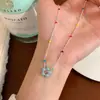 Collar de Flor con Esmalte Azul Goteado de Nuevo Estilo, Colorido, con un Diseño Fresco y Moderno, Cadena para Clavícula Versátil Choker