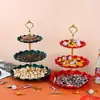 Plato de Frutas Creativo Estilo Europeo de Tres Niveles Soporte para Postres Bandeja de Dulces para Bodas y Fiestas Bandeja de Plástico para Frutas Secas para el Hogar Lujo Ligero Retro