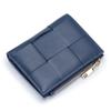 Cartera de Piel de Cordero para Mujer, Estilo Corto, Nuevo Modelo 2026, Diseño Coreano de Nicho Estilo Ins, Cartera Pequeña Plegable de Cuero Genuino Tejido