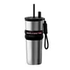 Taza de hielo para coche de acero inoxidable para mujer, taza aislada de gran capacidad, elegante taza de café, taza de agua portátil para exteriores con pajilla
