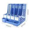 Estante para Archivos Engrosado Caja para Archivos Caja de Almacenamiento Portadocumentos Organizador de Archivos de Escritorio Suministros de Oficina Atril de Libros Cuatro Secciones