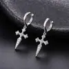 Pendientes de Cruz con Circonita Estilo Rock para Hombre, Pendientes de Lujo Ligero y Diseño Europeo y Americano de Alta Gama, Clips para Orejas de Mujer, Accesorios de Moda