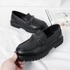 Zapatos con Borlas para Hombre Estilo Coreano Retro Británico Punta Redonda Zapatos de Piel Zapatos para Hombre Brock Zapatos Gruesos Slip-on Zapatos de Piel de Diseñador