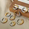 Pendientes redondos de dos colores de acero de titanio, estilo nuevo francés versátil de alta calidad, estilo simple y fresco, joyería de nicho para mujer