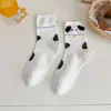 Calcetines de tubo medio para mujer, Calcetines de primavera y verano, Calcetines de algodón con diseño de chica linda de dibujos animados estilo japonés, Calcetines de dibujos animados