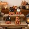 Decoraciones de Mesa de Madera Planas 2D de 6 Piezas - Decoración Rústica Vintage Desgastada para Halloween y Otoño