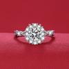 Anillo de Flor de Fugui con Pistilo de Moissanita Imitación de Explosiones Vivas para Mujer, Anillo de Dedo de Boca Viva de Flor de Lujo de Gama Alta de 1 quilate