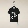 Tamanho Europeu Versão Correta Estampa Off Tinta Aquarela Gradiente Flecha Grafite Ow Marca Tendência Camiseta de Manga Curta para Casal 260g