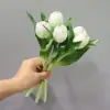 Rama corta de 28 cm de largo - 5 cabezas, tacto hidratante, tulipanes, nórdico, interior, ramo muy realista, adornos de flores artificiales, hogar