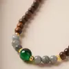 Jacarandá Preto Natural 06 Tendência Nacional Pulseira de Círculo Duplo Jade Azul Imitação Estilo Semi-Água Semi-Terra Pulseira Unissex
